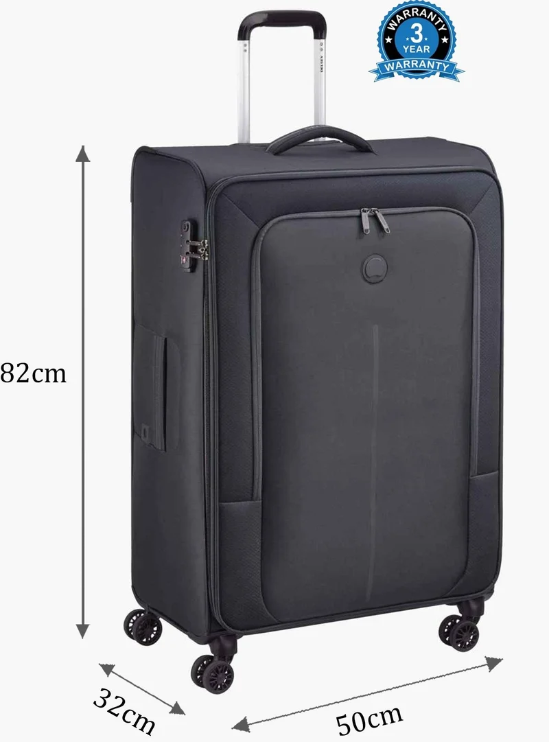 DELSEY Paris Black Caracas 82 Cm Large 4-Double Wheeled Softcase Expandable Check-In Luggage Trolley - Black  | Best Price UAE